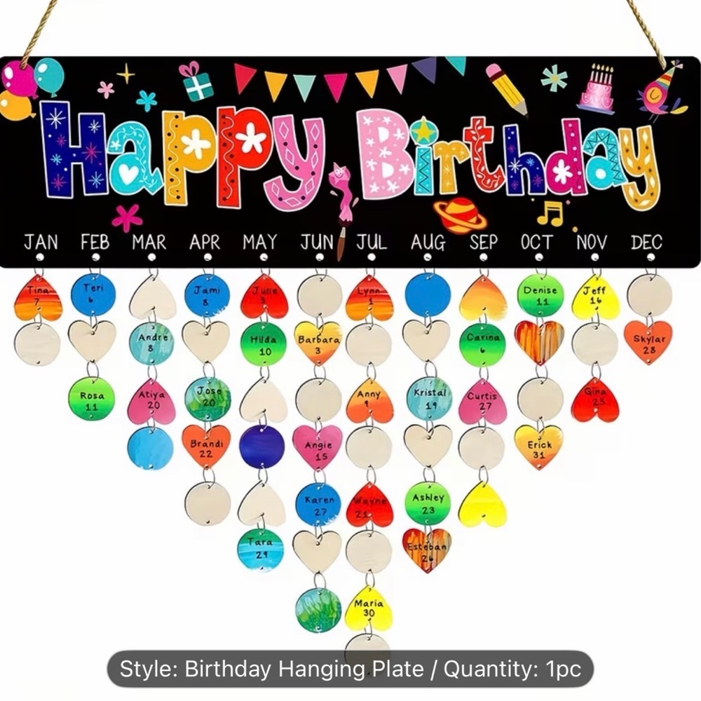 Colorful Wooden Birthday and Anniversary Reminder Hanging Plaque